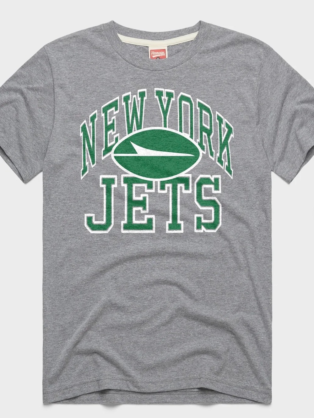 Homage New York Jets Gray Graphic Tee - Official Team Logo